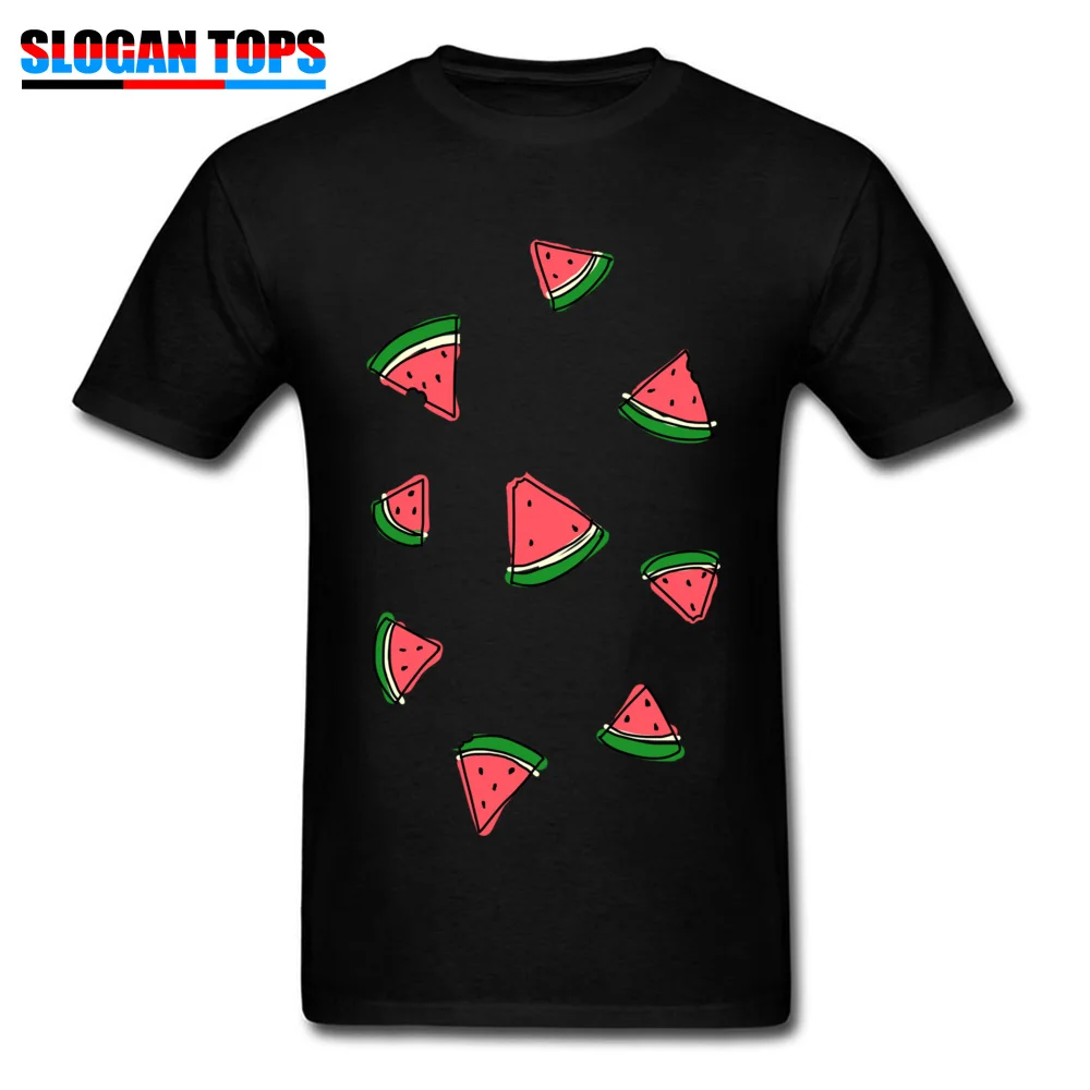 NormalDesign Short Sleeve Tops Shirt Summer/Fall Newest Crew Neck Pure Cotton T Shirt Men T Shirt WATERMELONS  WATERMELONS black