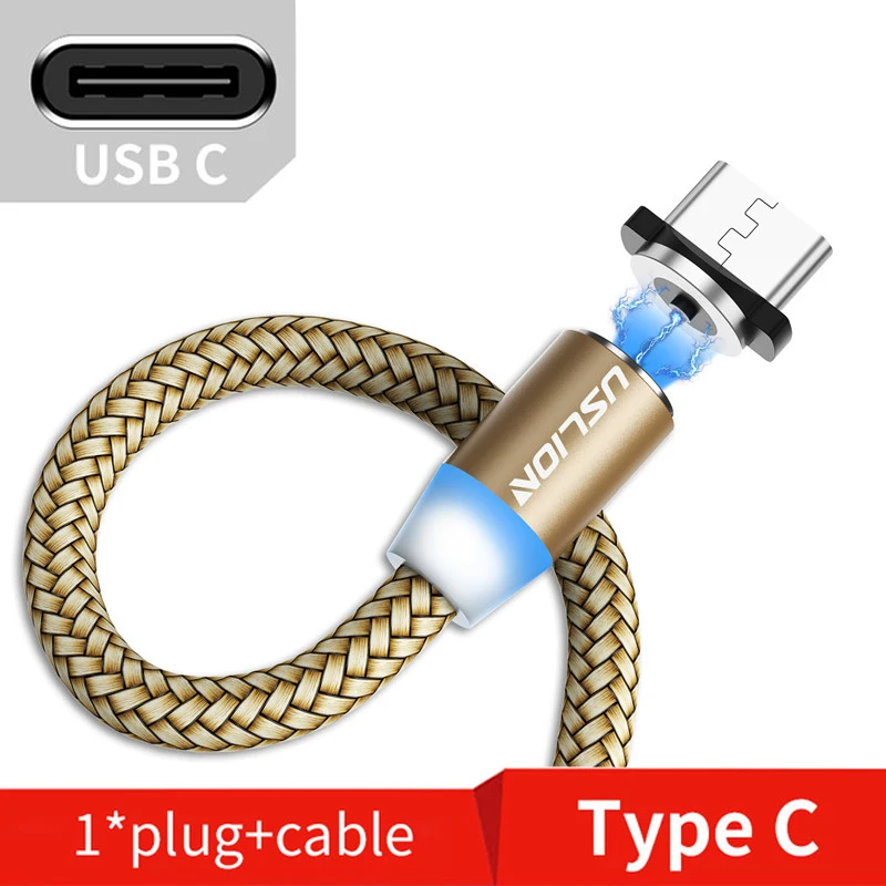 USLION 3M Magnetic Micro USB Cable For Samsung Android Mobile Phone Type-c Charging For iPhone XS XR 8 Magnet Charger Wire Cord cable to connect iphone to tv Cables