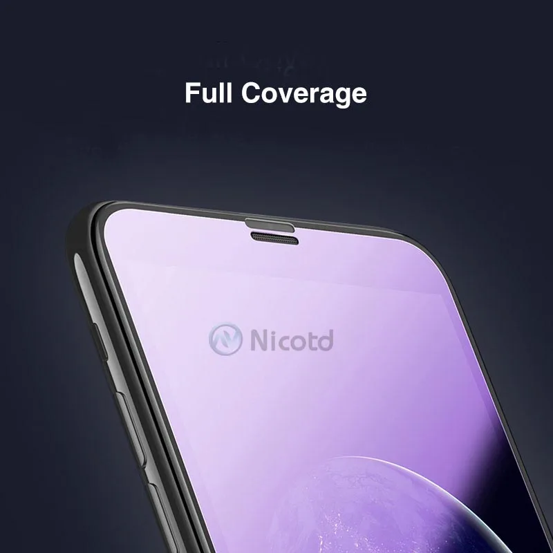  Nicotd Volle Abdeckung Gehärtetem Glas für iPhone XS X Screen Protector 9D Schwarz Schutz Glas Film