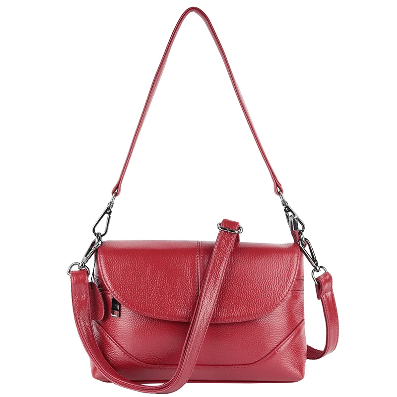

Red/Pink/Gray/Black/Blue 2 Straps Women’s Genuine Leather Bag Fashion Women Messenger Handbag Lady Shoulder Bags Crossbody Purse