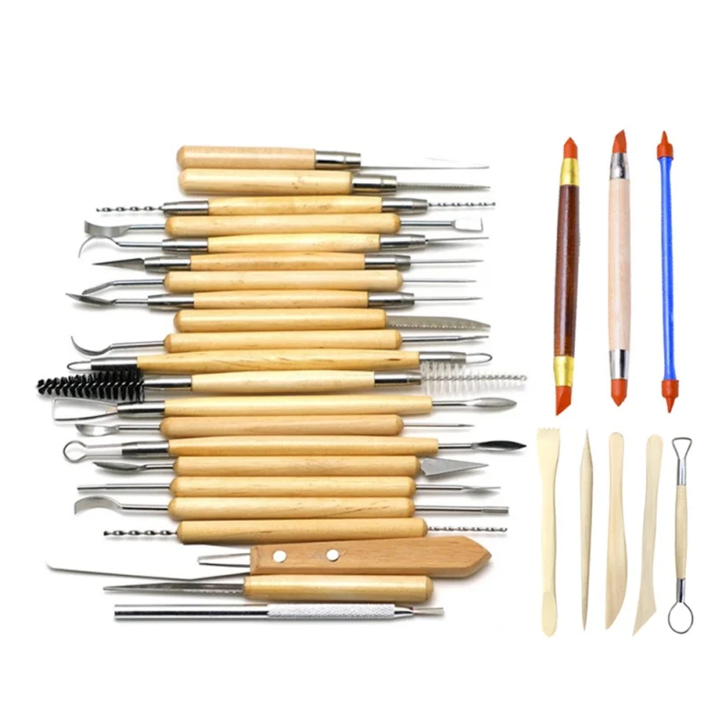 30pcs Clay Sculpting Kit Sculpt Smoothing Wax Carving Pottery Ceramic Tools Polymer Shaper