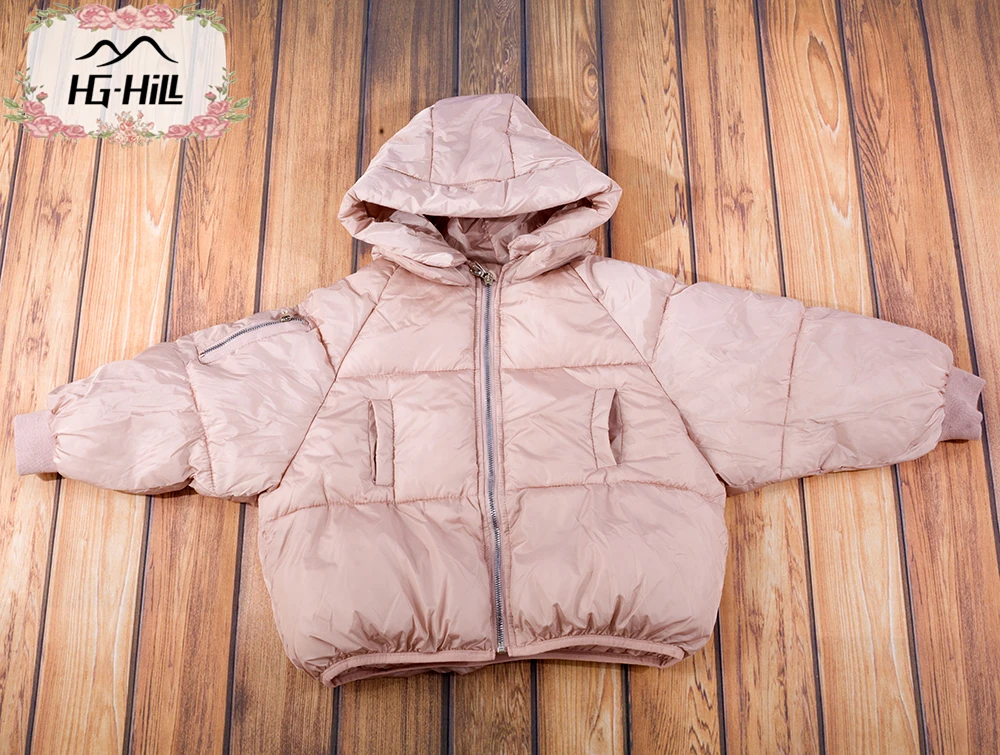 HG hilm PINK012/зимнее пальто для младенцев розовая Однотонная легкая пуховая куртка