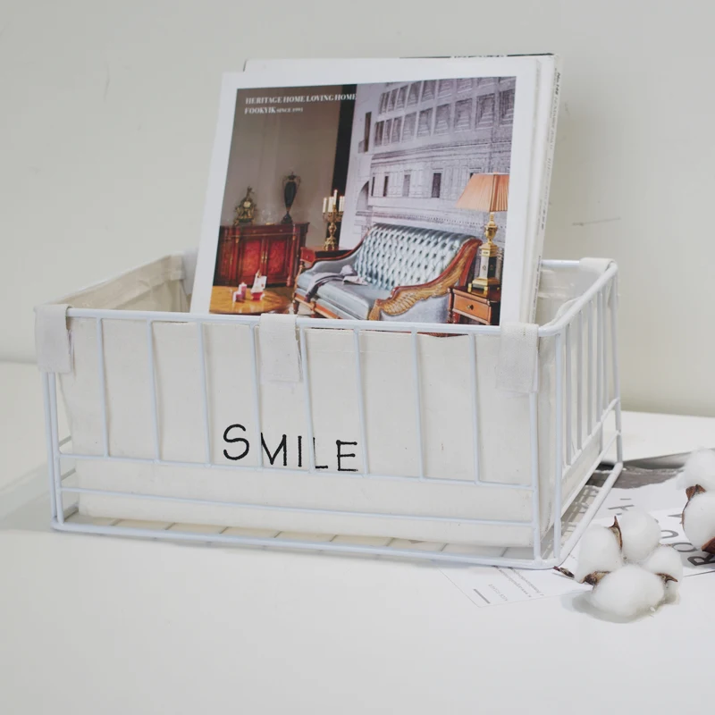 Gold Ins Iron Cosmetic Storage Basket Desktop Key Remote Control Snacks Brush Office Articles Organizer Box Sundries Container