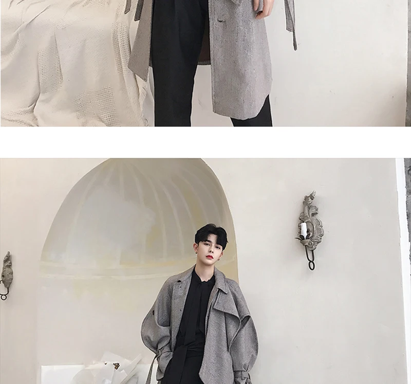  Trench Coat Men Streetwear Punk Rave Gothic Long Jacket  (18)