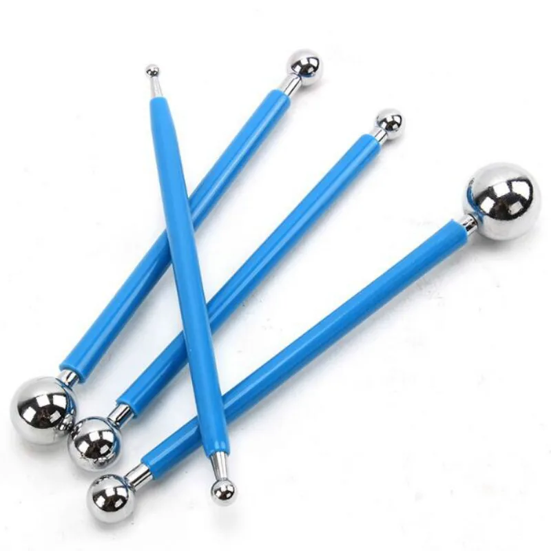 

4pcs/set Stainless Molding Ball Sticks Sugarcraft Fondant Cake Decorating Kit Flower Molds Polymer Clay Tools