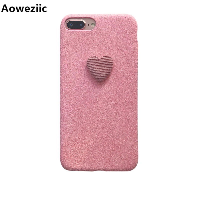 

Aoweziic Love For iPhone X XS MAX XR mobile phone shell winter flannelette 7plus Protection Suite 8plus soft shell 6S women case