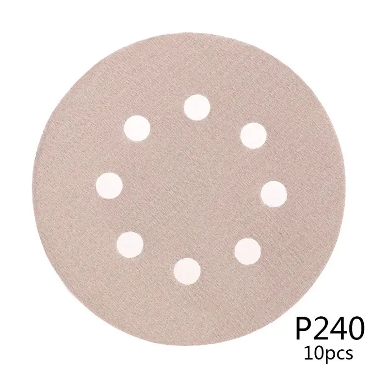 10 шт. 5 дюймов 8 отверстий шлифовальные диски песок бумага ассортимент крюк и петля шлифовальная бумага - Сетки: 240 #
