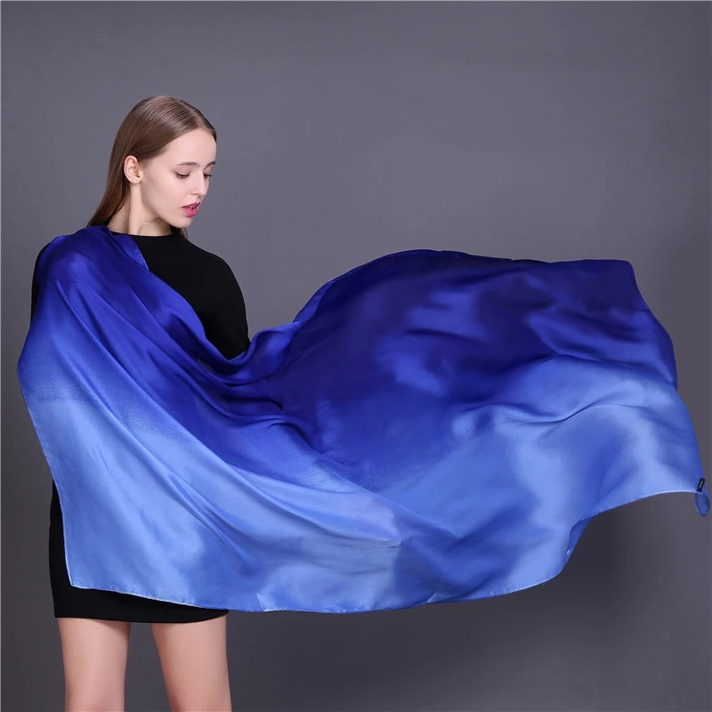 

LARRIVED Luxury Brand Women Silk Scarf Shawl Female Pure Silk Scarves Wraps Solid Color Plus Size Shawls Long Beach Cover-ups