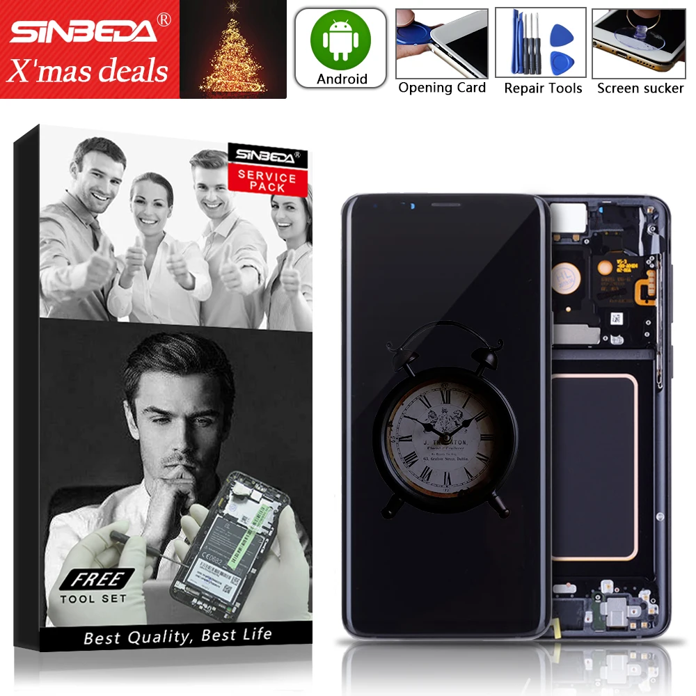 Супер AMOLED для SAMSUNG GALAXY S9 Plus G960 G965 ЖК-дисплей сенсорный экран с рамкой дигитайзер