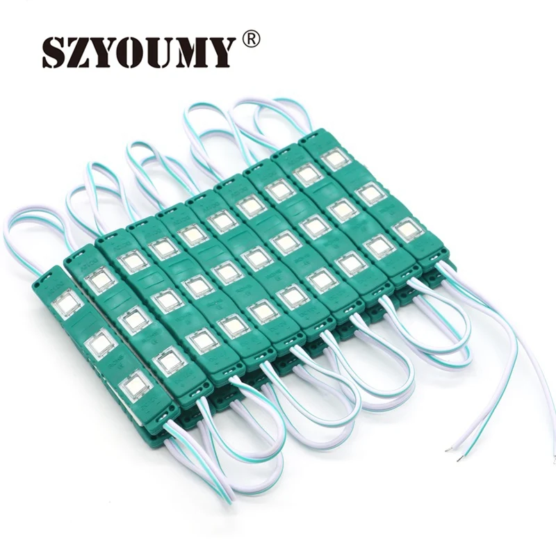 SZYOUMY 2000pcs/Lot White/Warm White/Red/Blue DC12V Waterproof 5050 Injection LED Module Light With Lens Advertising | Лампы и
