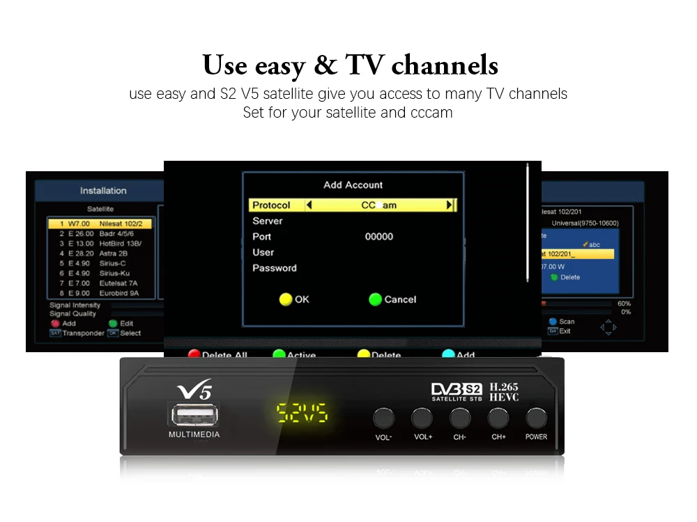 DVB-S2 V5 Full HD 1080P спутниковый ТВ приемник+ USB wifi антенна поддержка Youtube Cccam IP tv AC3 H.265 MPEG4 ЦИФРОВОЙ ТВ тюнер