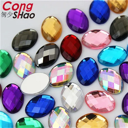 Cong Shao 100 шт 10*14 мм цветные акриловые стразы с плоской задней частью овальной формы камни и одежда с кристаллами аксессуары для рукоделия 8Y772 - Цвет: Mix color