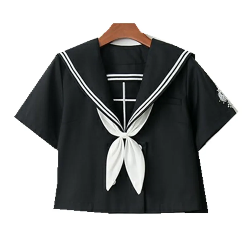 short shirt 1 Cross Rose Orthodox Bad JK Uniform Skirt, Day Lip Female Sailor's Dress, Japanese Soft Girl's Intermediate Suit NN-S12A - Цвет: short shirt 1