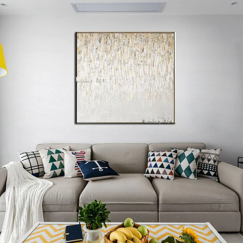 Handpainted-Abstract-light-color-points-oil-painting-wall-Art-picture-on-Canvas-For-wedding-room-Living (4)