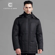 CITY CLASS Новые Мужские Толстые Теплая Зимняя Куртка Синтепон Мода Длинные Классический Съемный Капюшон Бесплатная Доставка Зимние Куртки 13250