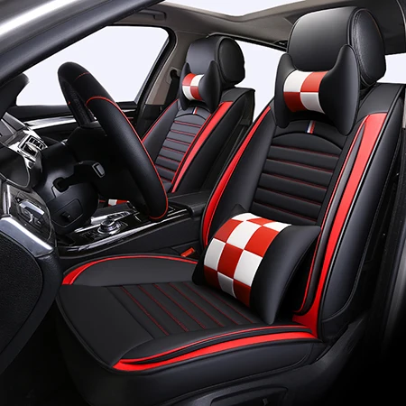 Black Red Luxury Универсальные автомобильные чехлы из искусственной кожи для сидений infiniti qx56 qx60 qx70 qx80 jx35, subaru forester legacy outback 2010 2009 2008 - Название цвета: Black Red Luxury