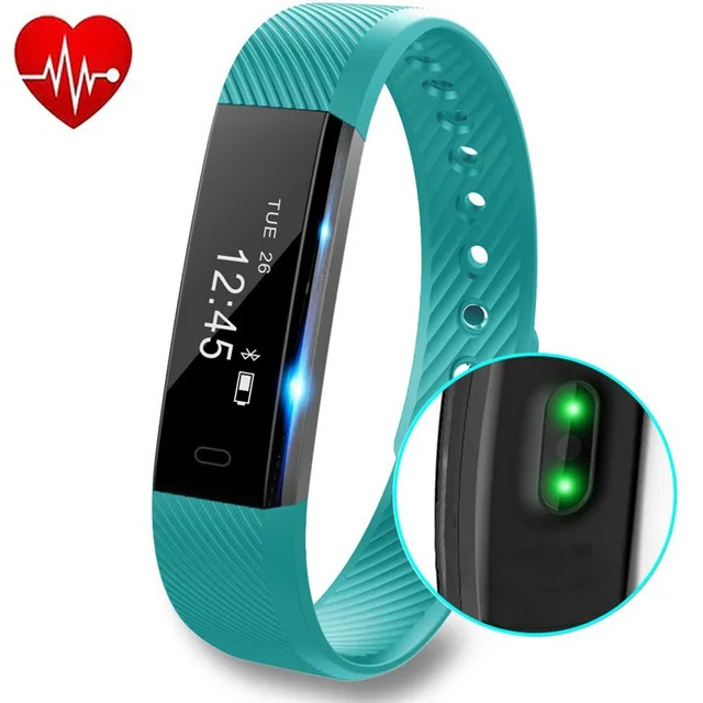 Смарт-часы для фитнеса Женский монитор сердечного ритма Смарт-браслет ID115HR розовый синий браслет трекер активности для Xiaomi Iphone - Цвет: Green