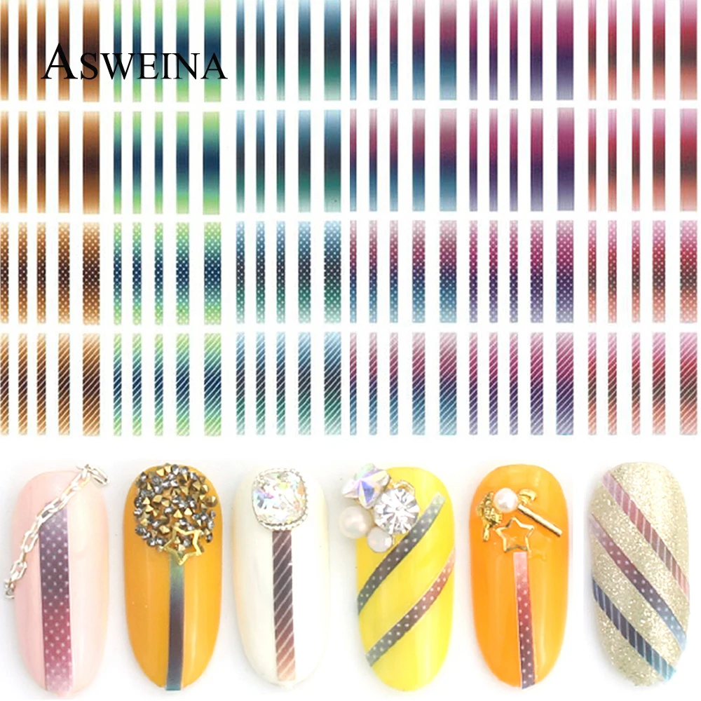 

1pcs Nail Art Transfer Stickers Gradient Stripes Colorful Paper Manicure Wrap Adhesive Decal Nail DIY Decoration