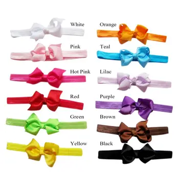 

Toddlers Baby Girl Elastic Hair Band with Lovely Bowknot Grosgrain Bow Headband 12 Colors Available