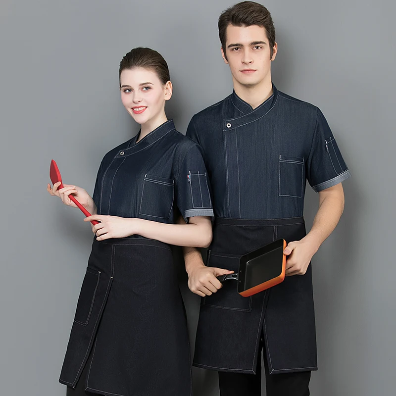 Повара Кухня шеф-повара униформа женский Ресторан Еда обслуживание шеф-повара с коротким рукавом летняя одежда рабочая одежда Униформа