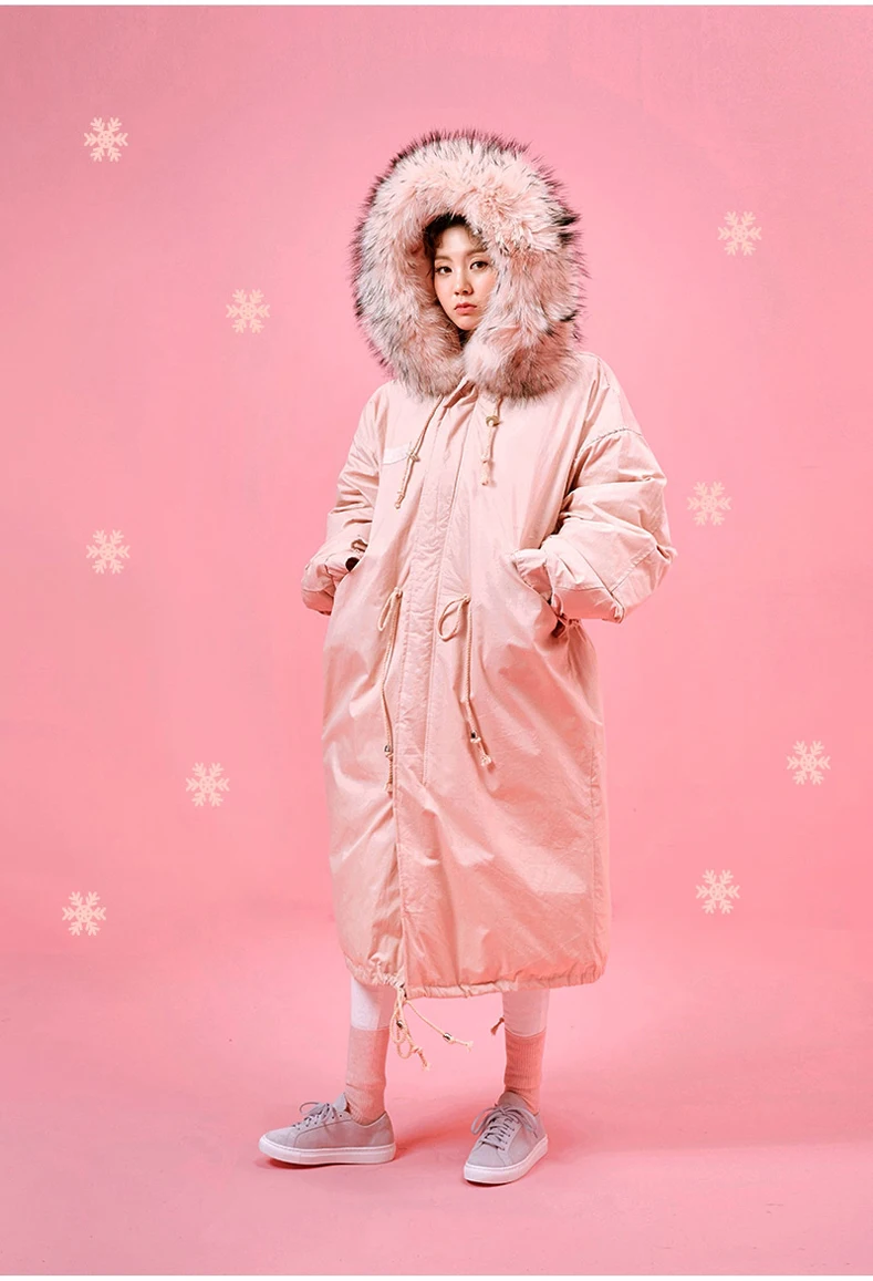 Негабаритных пальто толстая зимняя куртка Для женщин с капюшоном меховой воротник вниз хлопок пальто, длинная куртка парки Mujer жилеты макси