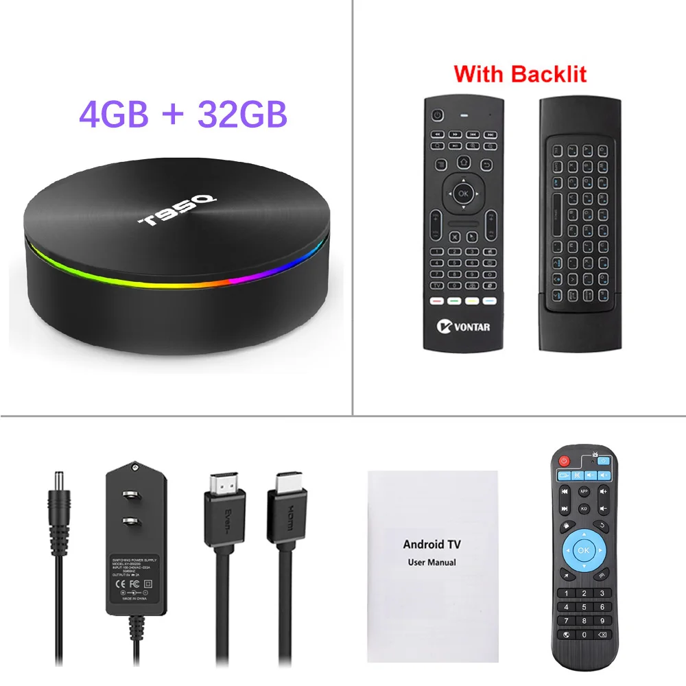 T95Q 4K Smart tv BOX Android tv Box Android 9,0 Android Box 4 Гб ОЗУ 32 Гб 64 Гб ПЗУ Amlogic S905X2 2,4 и 5G wifi BT4.1 USB 3,0 H.265 - Цвет: 4G32G add MX3