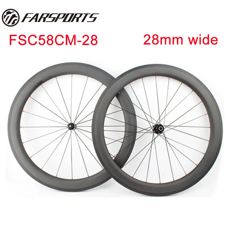 Durable And Stable ! Farsports Fsc58cm28 Carbon Bike Wheels 28mm Width
