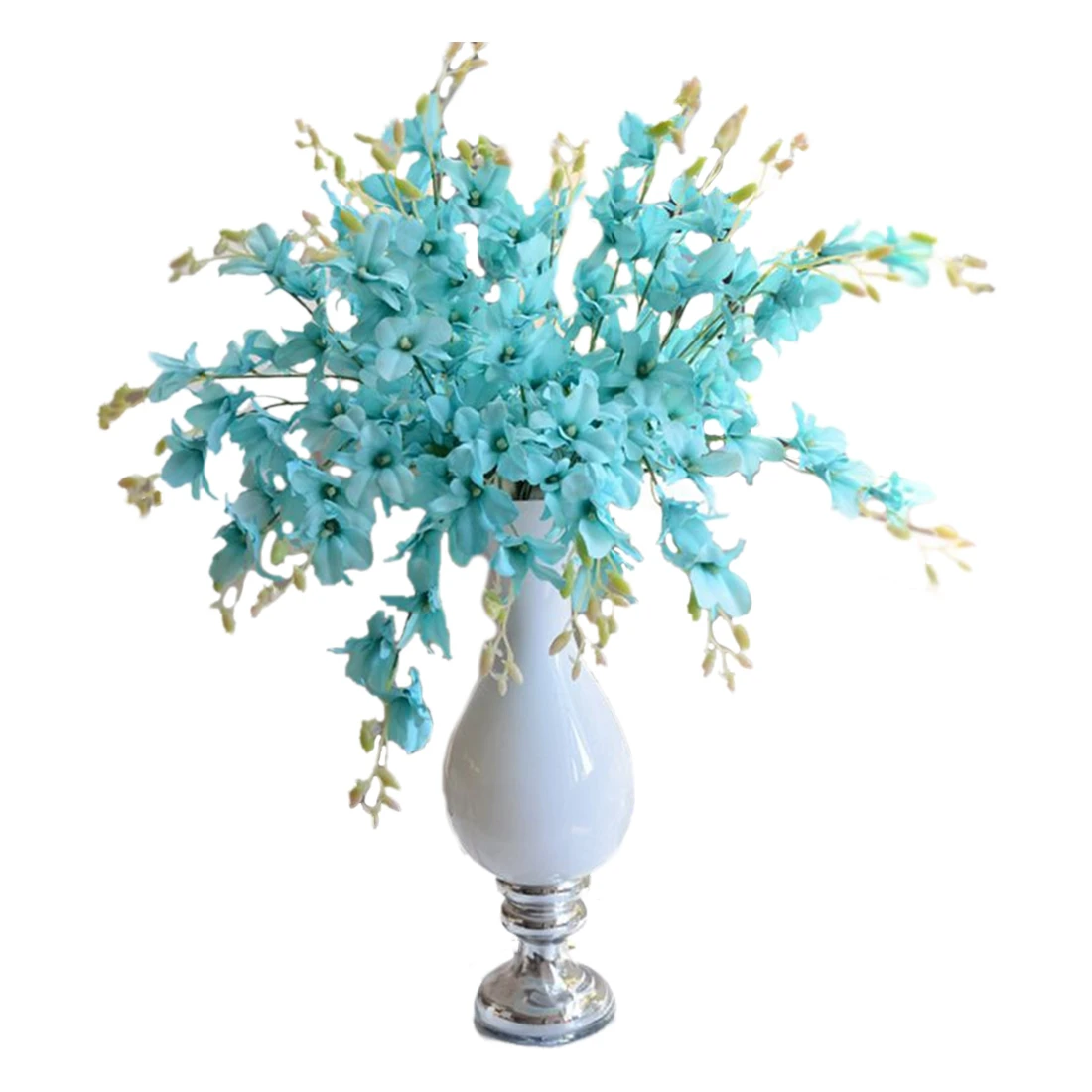 

5pcs Artificial Phalaenopsis Orchid Flowers Silk Flower Wedding Decoration For Home Dining Table Artificial Flower sky blue
