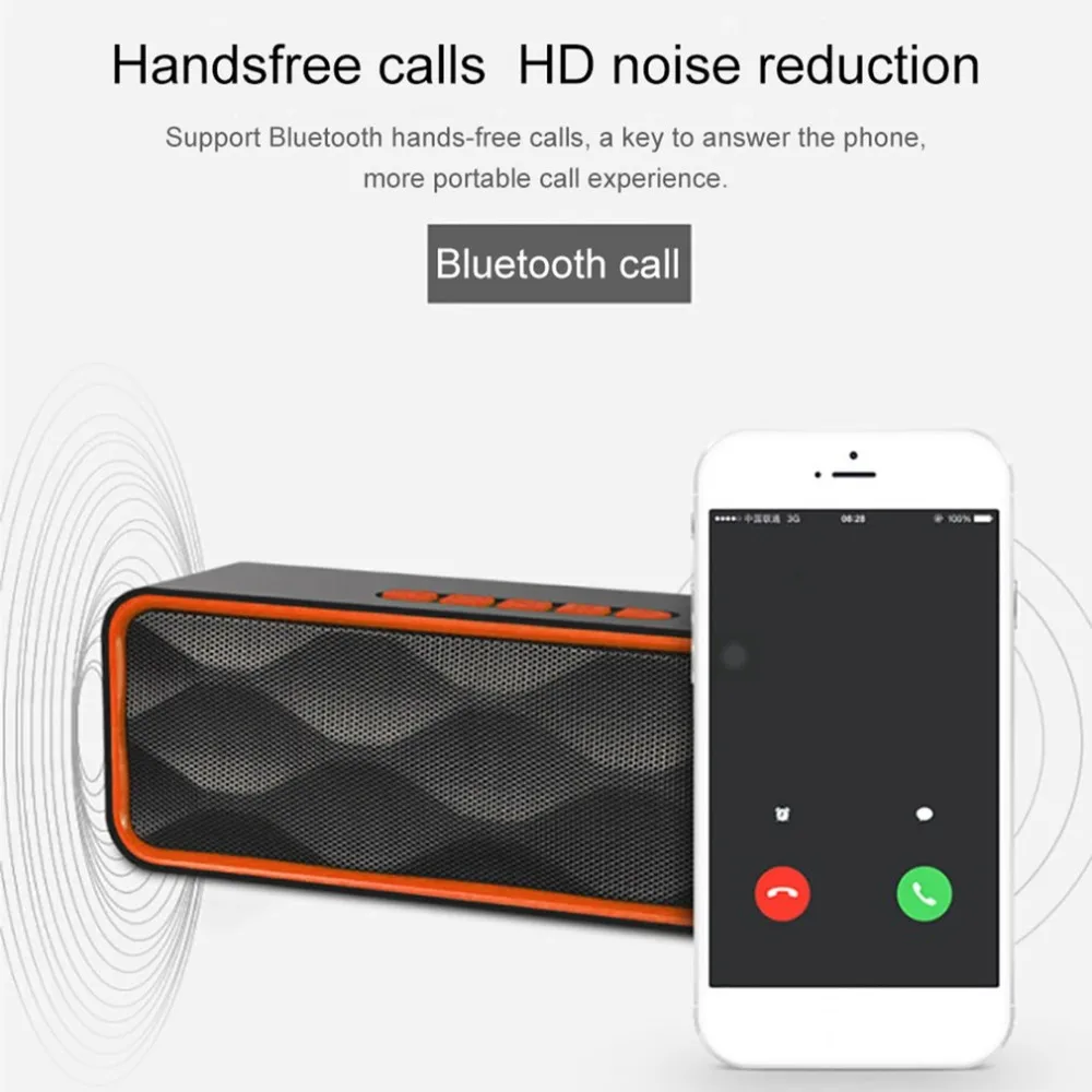 

SC211 Bluetooth Speaker Stereo Portable Multimedia Laptop USBFM Radio and Speaker TF / U Disk Subwoofer Support Bluetooth Phone