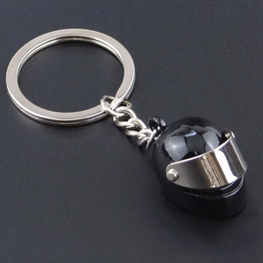 Gun Black Motorcycle Bicycle Helmet Key Chain Ring Keychain Key Fob in