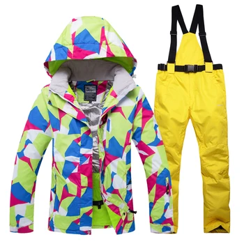 

Winter women's ski suits women's snowboard jackets ski pants two sets of waterproof warm snowsuit women models -30 degrees cold