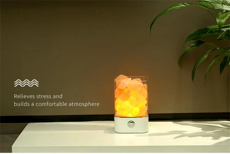 USB Кристалл соль ночник Гималайский Кристал лампа из каменной соли светодиодный очиститель воздуха Ночной свет прикроватный стол креативный светильник