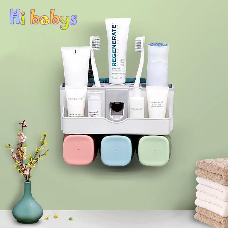 Bathroom Accessories Set Tooth Brush Holder Automatic Toothpaste Dispenser C