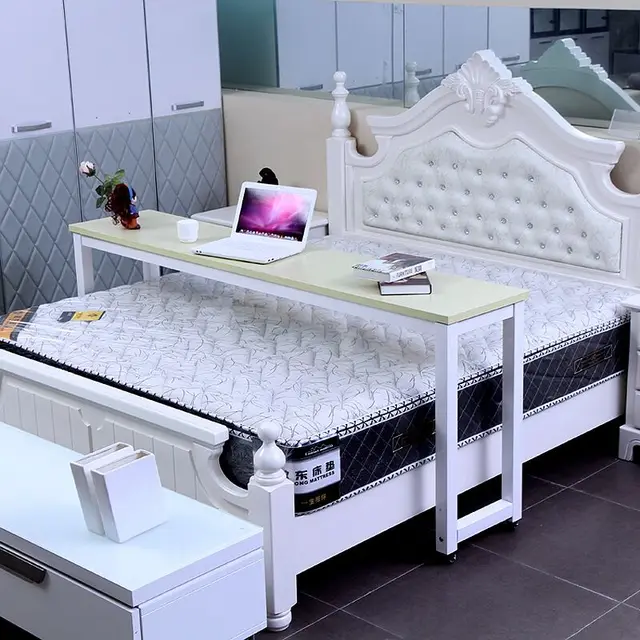 Multifunction double bed with a laptop computer desk desktop minimalist