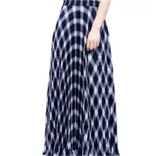 Женская юбка макси в английском стиле с высокой эластичной талией, а-силуэт, клетчатая Летняя Пляжная Праздничная длинная юбка-клеш