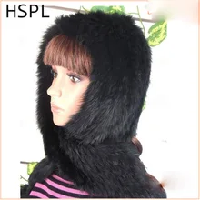 HSPL горячая Распродажа теплая шапка из кроличьего меха с шарфом-сохраняет тепло в ветреную и снежную погоду зимой