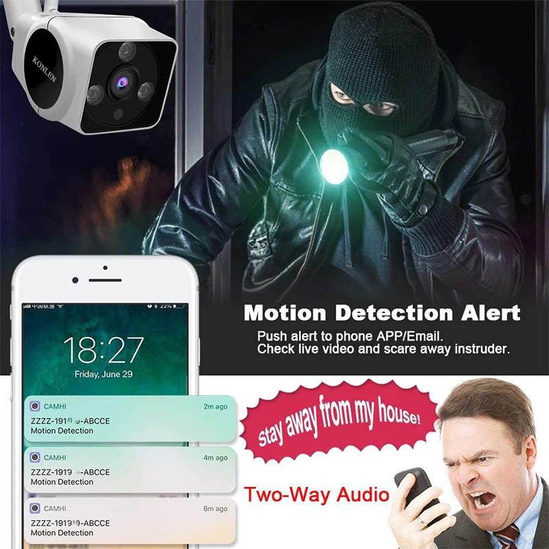 KONLEN 1080P Full HD аудио камера безопасности открытый Wifi Camhi IMX323 Bullet IP Cam Surveillan CCTV 2MP