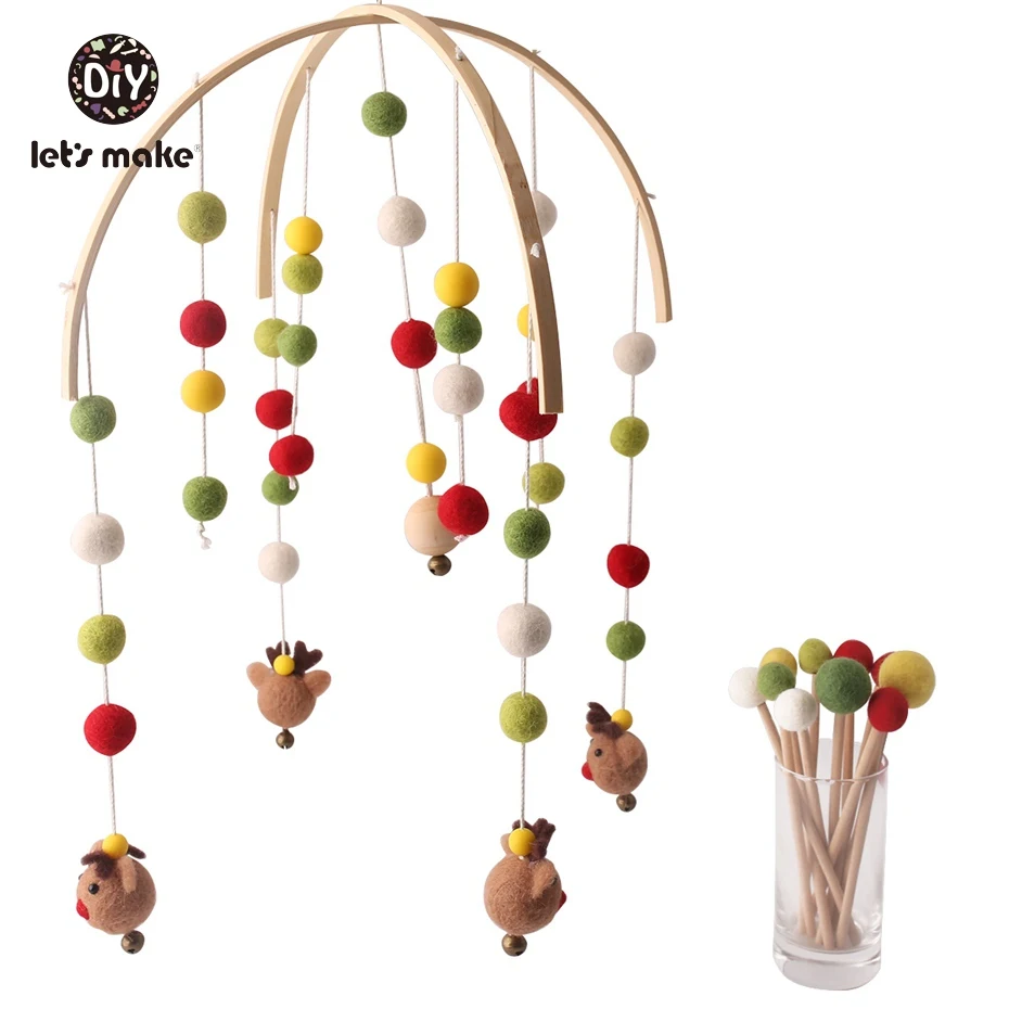 

Let's Make Christmas Set Wool Ball Christmas Decoration 1PC Bed Bell BPA Free Silicone Teething DIY Set Baby Gift Nurse Pendant