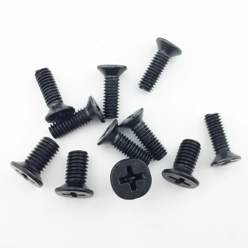 

250 pcs one lot Flat head screws carbon steel screws M2 M2.5 M3 M3*4 M3*5 M3*6 screws black Nickel plated KM screws