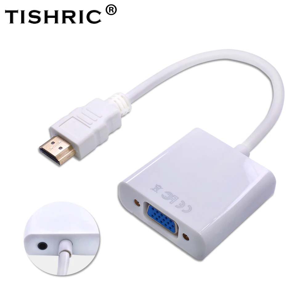 TISHRIC HDMI إلى VGA الصوت كابل محول 1080 وعاء الذكور إلى الإناث الرقمية إلى التناظرية الفيديو تحويل HDMI2VGA ل PC محمول العارض TISHRIC HDMI إلى VGA الصوت كابل محول 1080 وعاء الذكور إلى الإناث الرقمية إلى التناظرية الفيديو تحويل HDMI2VGA ل PC محمول العارض