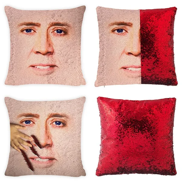 Подушка «Русалка» чехол Nicolas Cage Magic Pillowslip обратимая наволочка с блестками Декоративная Подушка Чехол Скрытая забавная - Цвет: D