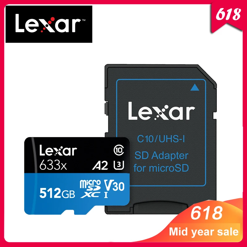 

100% Original Lexar 512GB Micro SD Memory Card high speed up to Max 95M/s Class10 633x cartao de memoria TF Flash Card