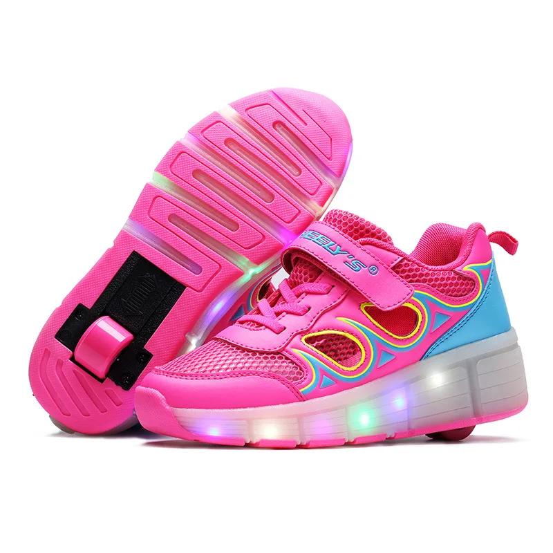

Children walking Hollow Shoes Kids Fashion Sneakers Boys Girls Rollers Skates Wheels Light Emitting Shoes