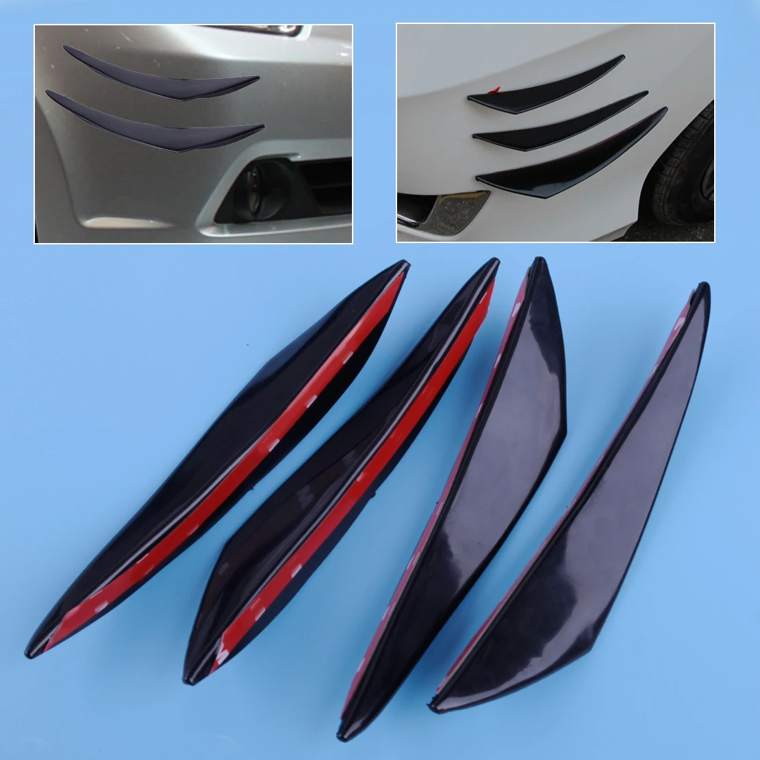 beler 4pcs PU Rubber Universal Large Car Front Bumper Protector Body