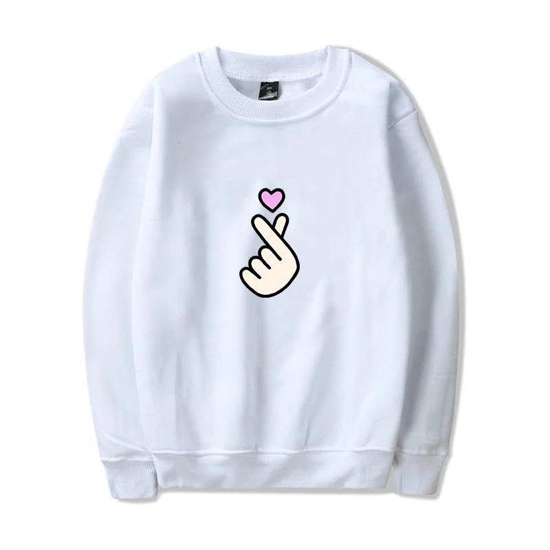 

2019 New Harajuku Kawaii Tops Heart Finger Pattern Long Sleeve Kawaii Pullover Streetwear Women Hip Hop Kpop Clothes Plus Size