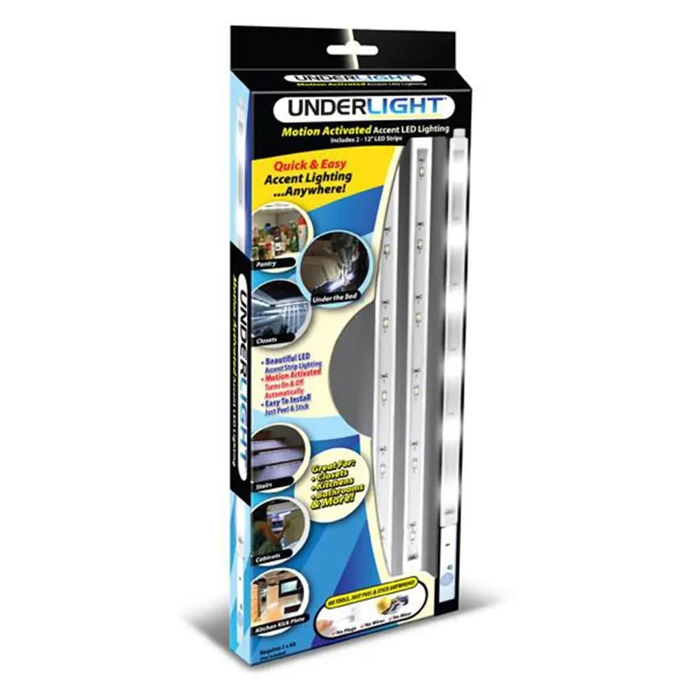 

Under Light LED Bars Strips Light Underlights Motion Sensor Battery Activated Accent Lighting for Cabinets Stairs Doorways