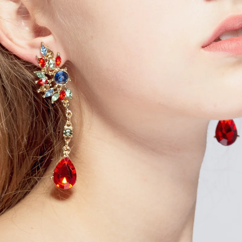 

Luxury Dazzling Colorful Crystal Angel Wings Pendant Drop Earrings For Woman Long Water Drop Dangle Tassel Earrings EH570