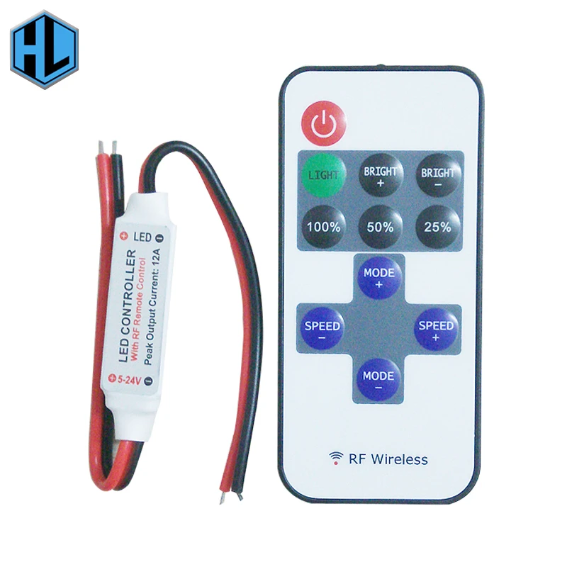 LED Remote Dimmer Controller RF Wireless Remote 12A 5V 24V Mini Controller for LED stripin RGB