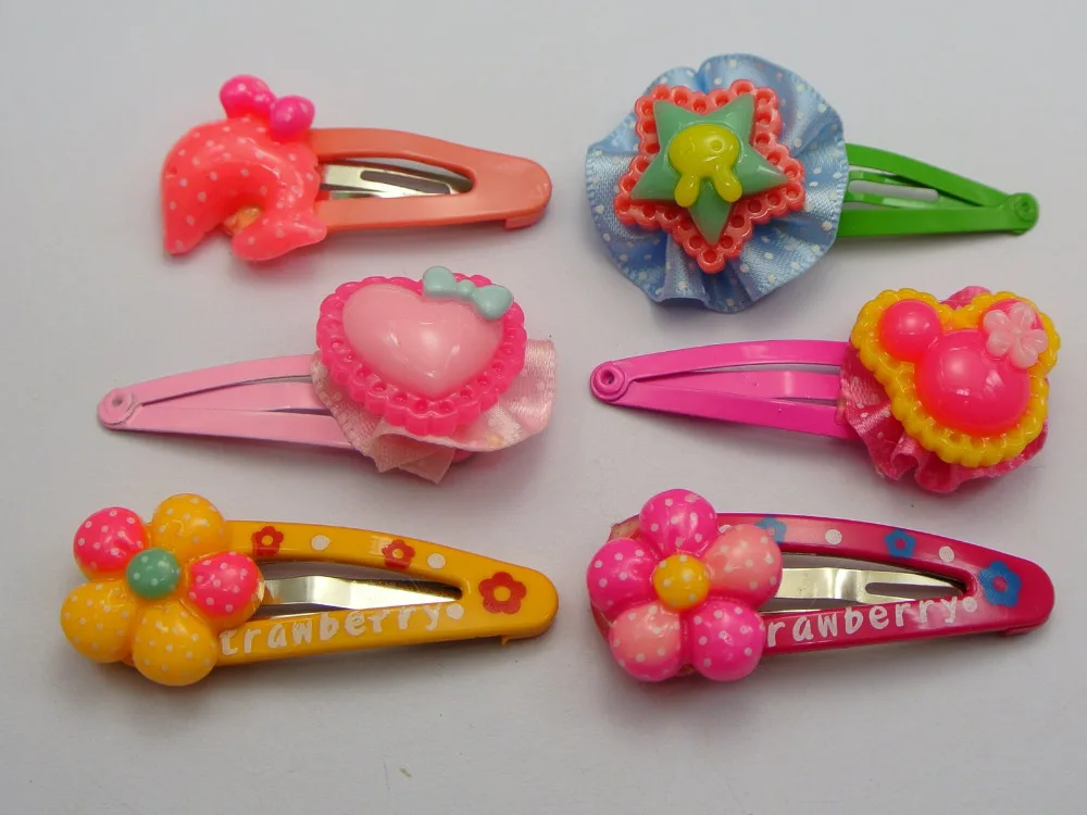 16 Assorted Plastic Kid Girl Snap Hair Clips Baby Bowsin Jewelry