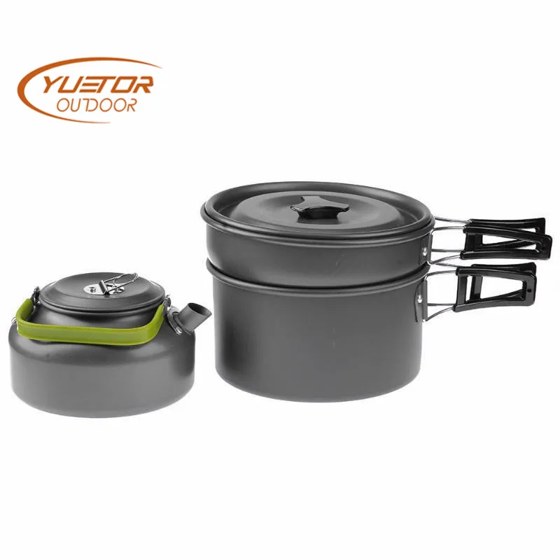  YUETOR OUTDOOR Portable Outdoor Camping Cooking Set for 2-3 Person Teapot Coffee Kettle Cooking Pot